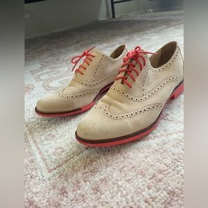 Cole Haan Cream and Coral Women's Brogues Loafers